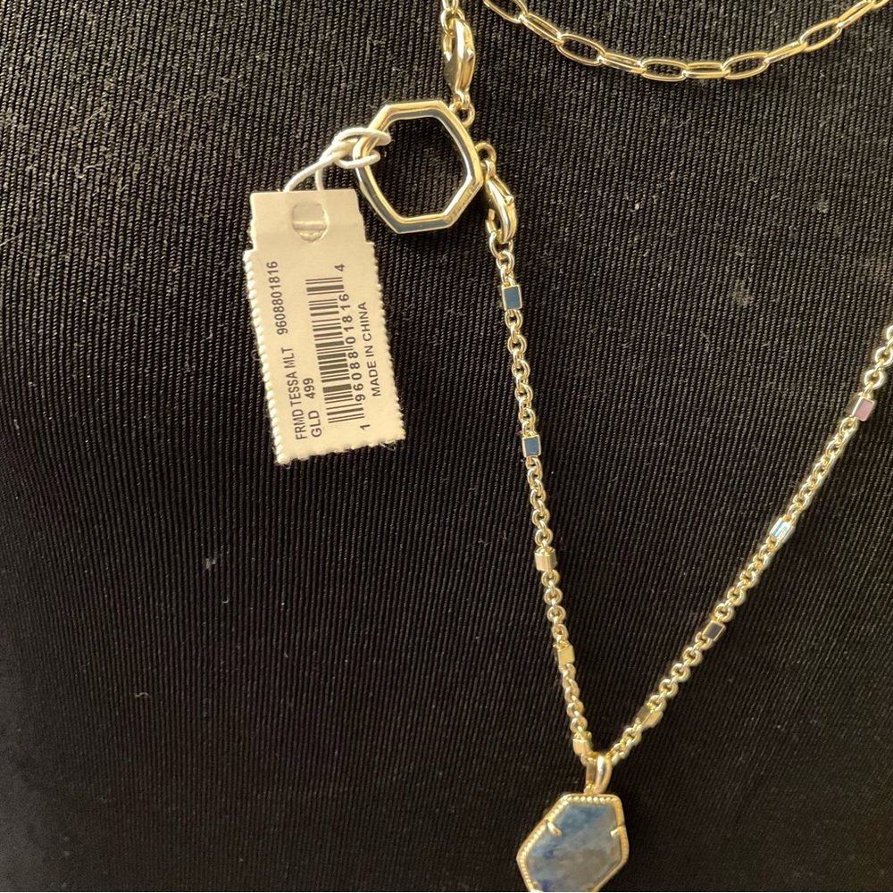Kendra Scott Framed Tessa Multi Strand Necklace - NWT - Blue Lapis - Picture 11 of 14